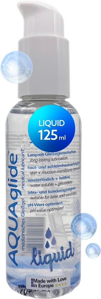 JOYDIVISION AQUAglide liquid 125 ml Gleitmittel, wasserbasiertes Gleitgel & extra flüssig, Kompatibel mit Latex-Kondomen