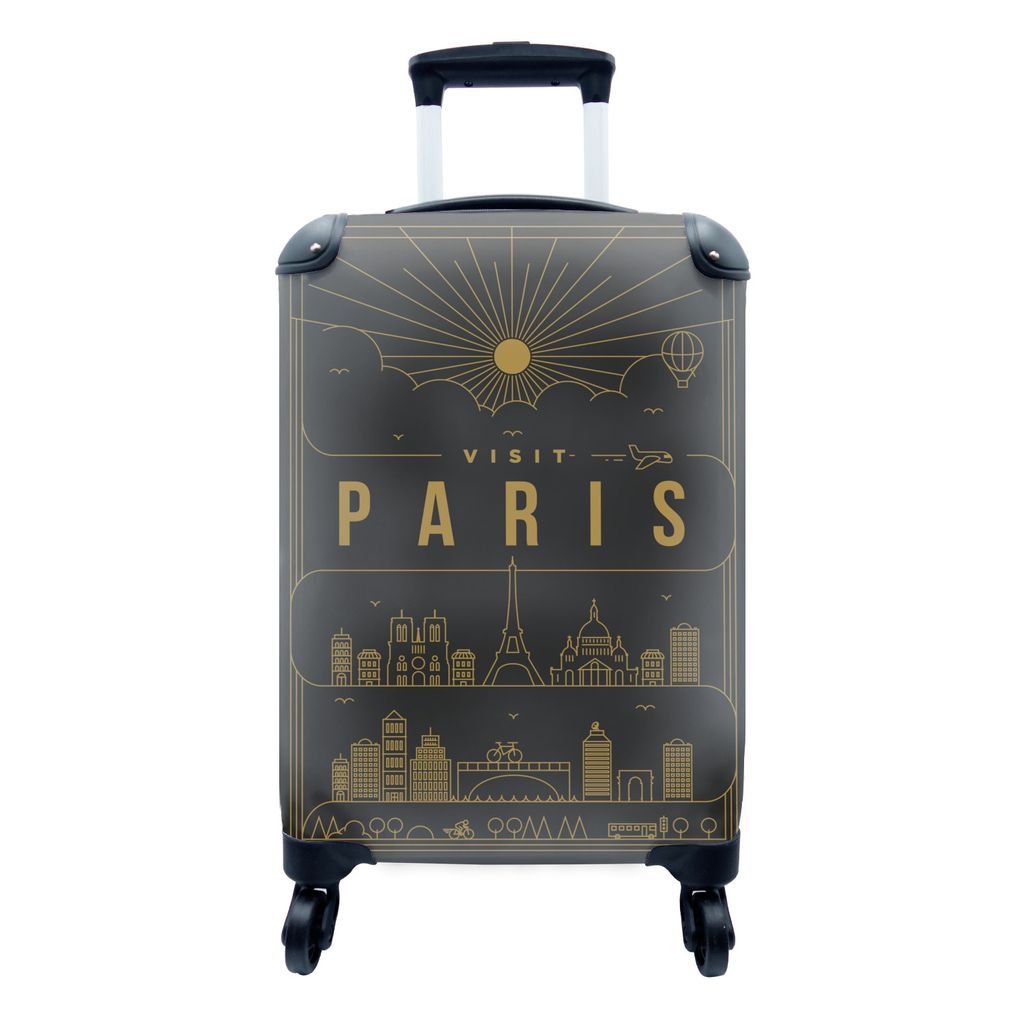 MuchoWow Koffer Handgepäck Trolley Rollkoffer Kleine Reisekoffer mit 4 Rollen - Stadtbild Paris - schwarz - Cabin Size < 55x40x23 cm & 55x40x20 ...