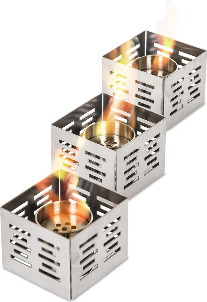 Cheminée de table au bioéthanol Set Skato en acier chromé design