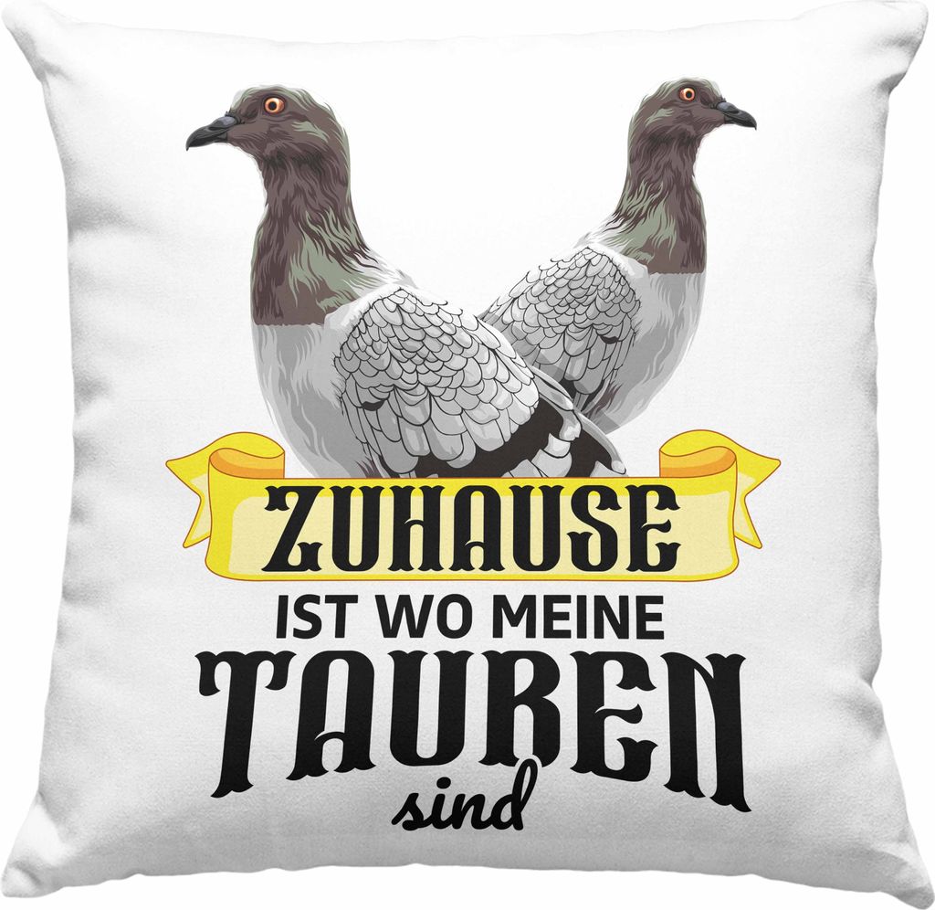 Trendation - Taubenzüchter Geschenk Zaubenzucht Zubehör Tauben Deko-Kissen mit Füllung 40x40 Lustiger Spruch Taubenflüsterer Taubenliebhaber Be...