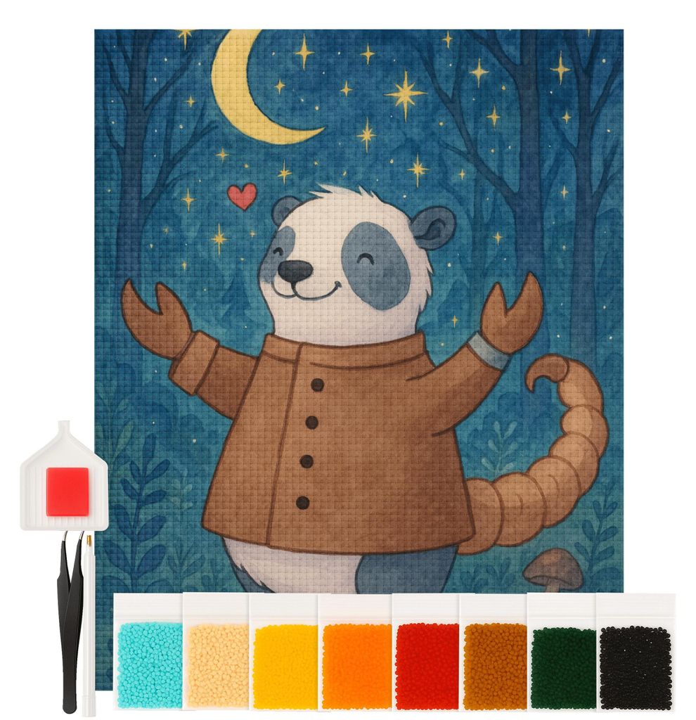 Mr. & Mrs. Panda diamant painting bilder Skorpion Astrologie Design 40 x 50 cm Mit Rahmen - Weiß - Geschenk, Geburtstagsgeschenk, diamond art, Tie...