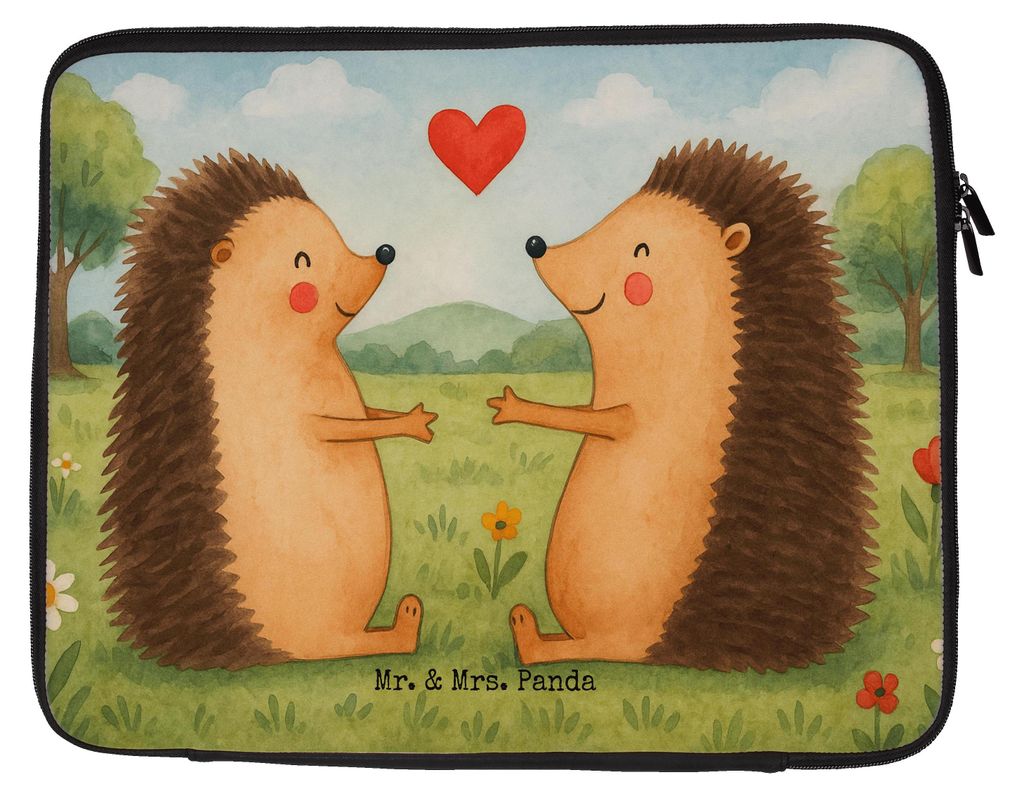 Mr. & Mrs. Panda Laptop Tasche Igel Liebe Design 33 x 42 cm - Weiß - Geschenk, Hülle, Freundin, Hochzeit, Computertasche, Hochzeitstag, Laptoptas...