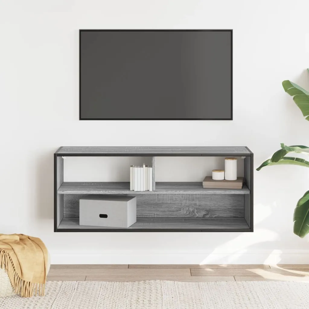 Mobile Basso Porta TV 100cm Grigio Sonoma e Metallo - Alta Stabilità - 3