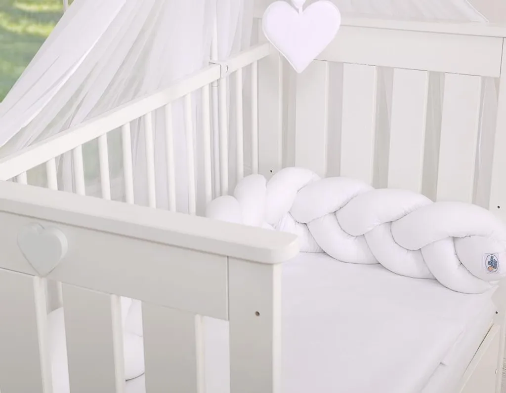 Tour de lit tressé pour bébé blanc 180 cm - Tresse de lit modulable