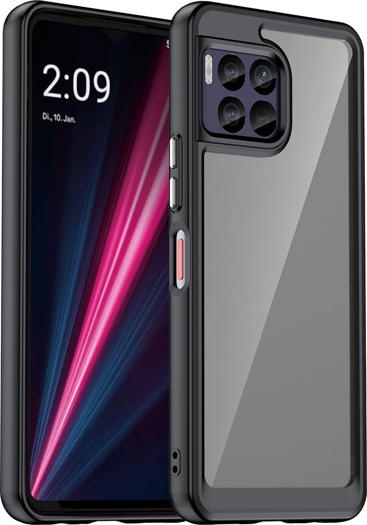 Schutzhülle für T-Mobile REVVL 7 Pro Klar Rückseite Stoßfeste TPU Silikon Bumper Hülle Schwarz