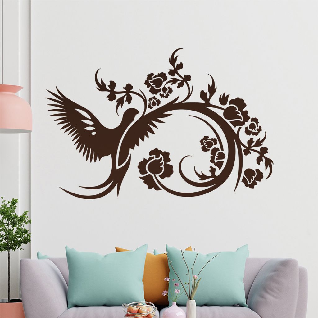 Tribal Colibri Ranke Wandtattoo in 6 Größen - Wandaufkleber Wall Sticker - Dekoration, Küche, Wohnzimmer, Schlafzimmer, Badezimmer