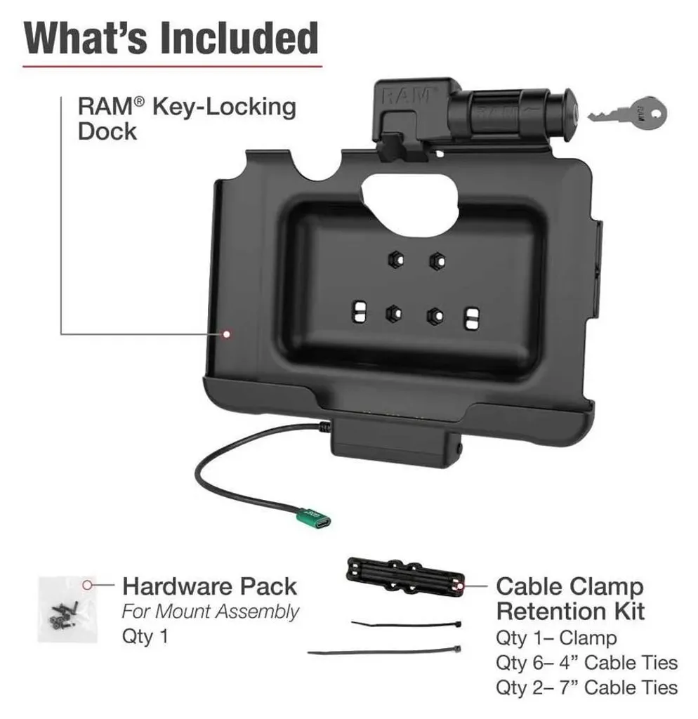 Support de charge sécurisé Tab Active4 Pro Ram Mounts USB-C Argenté - 6