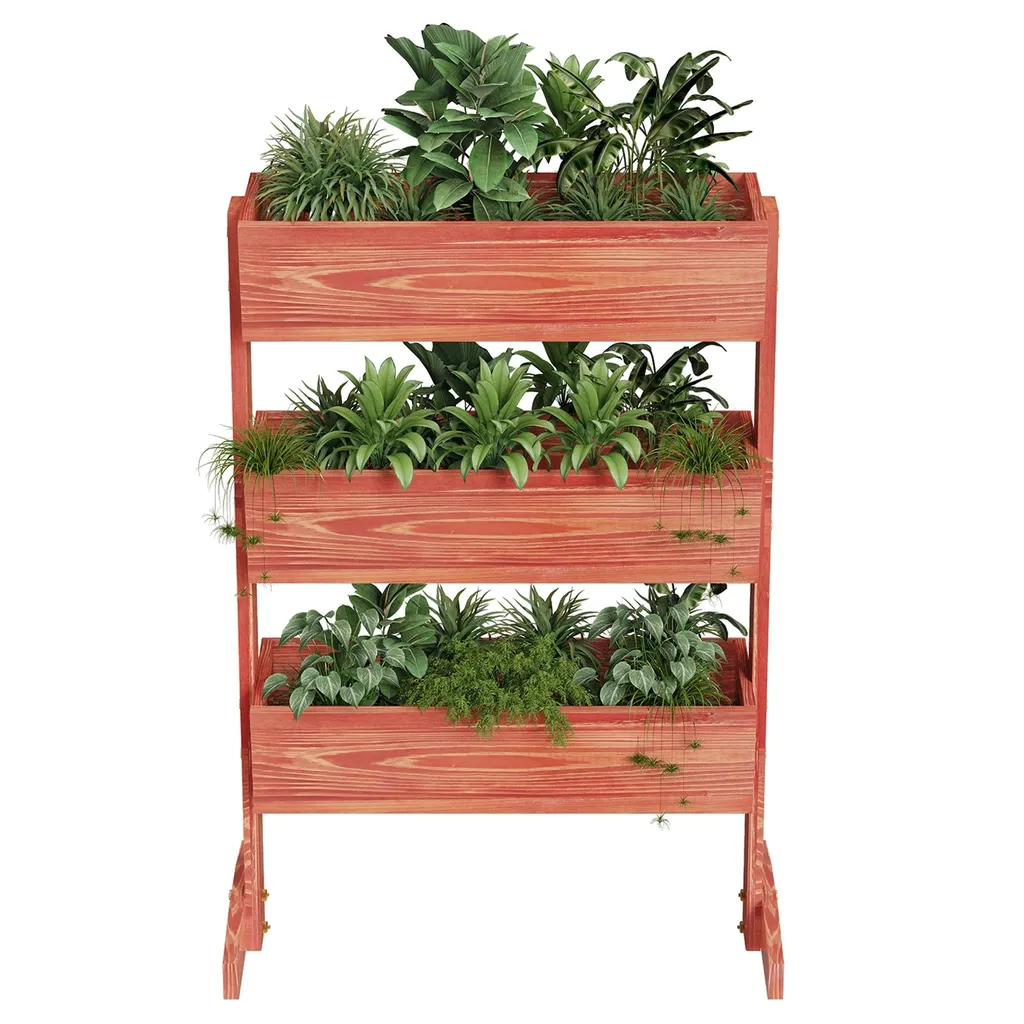 Bac à fleurs surélevé design ergonomique en bois durable Bourgogne XL