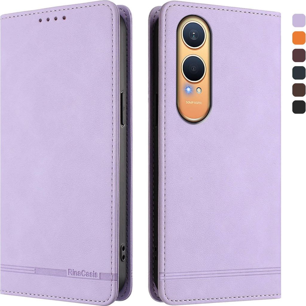 Hülle für OnePlus Nord CE4 Lite, Retro Kunstleder Ständer Klapphülle mit Kartenfächer und Magnetische Violett