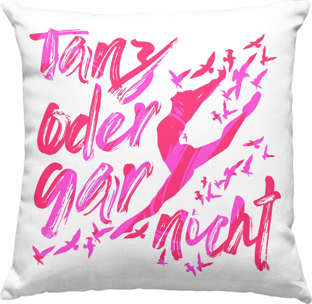 Trendation - Tanzen Geschenk Kinder Mädchen Deko-Kissen mit Füllung 40x40 Tanz Oder Gar Nicht Ballett Tänzer Ballerina Geschenkidee (Blau)