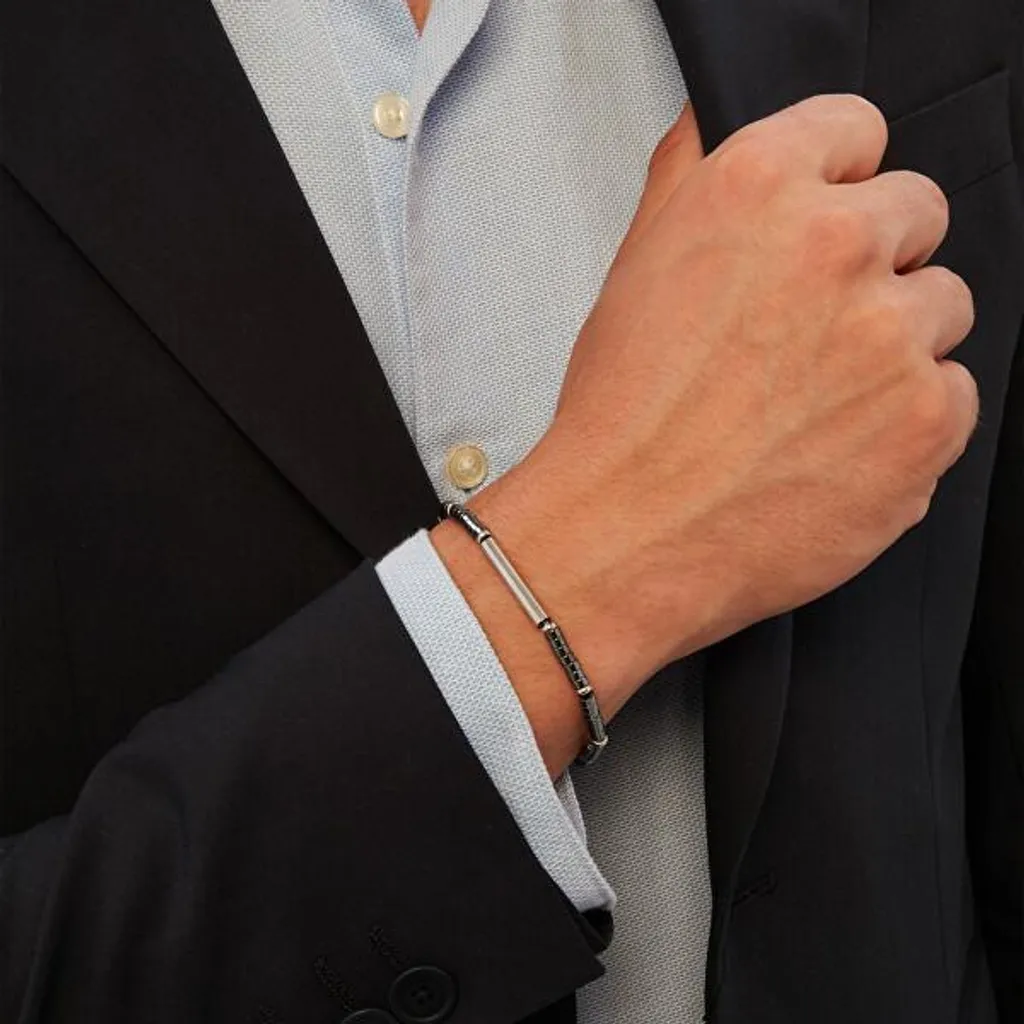 Bracciale Breil B Rocks TJ3639 Uomo: Acciaio e Ematite Nera Originale