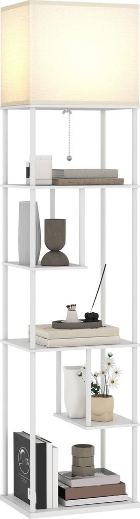 HOMCOM Stehlampe Stehleuchte mit Regalen einstellbare Produktbild 