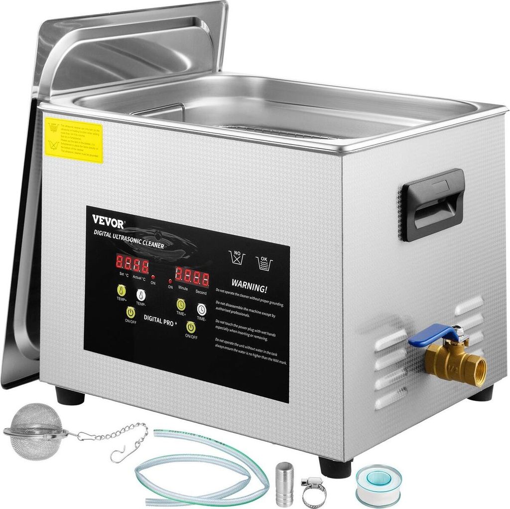 15 l Digitaler Ultraschallreiniger mit Heizung und Zeitschaltuhr, 600 W, 40 kHz, Reinigungsgerät
