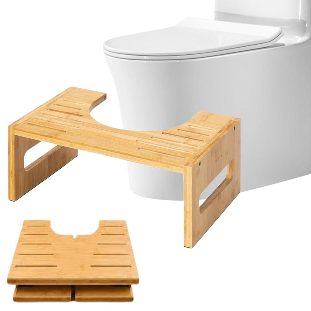 Klappbarer Holz-Toilettenhocker für ergonomische WC-Haltung Produktbild 
