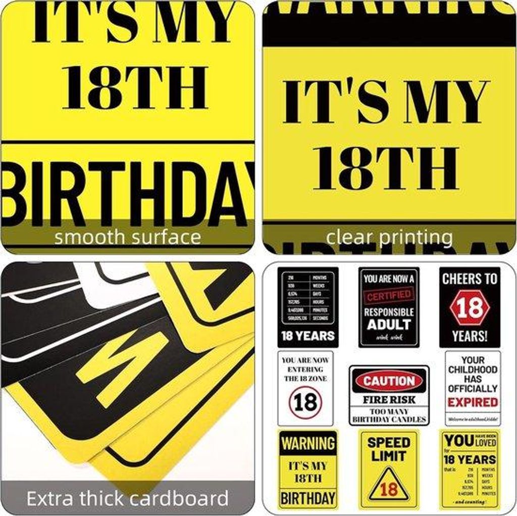Verjaardagsfeest dekorationssatz - 9 Teile mit lustigen Wandtafeln - Dicke Papierdekoration - Verjaardagsfeiertage - Fotobackdrops - Jungen und Mä...