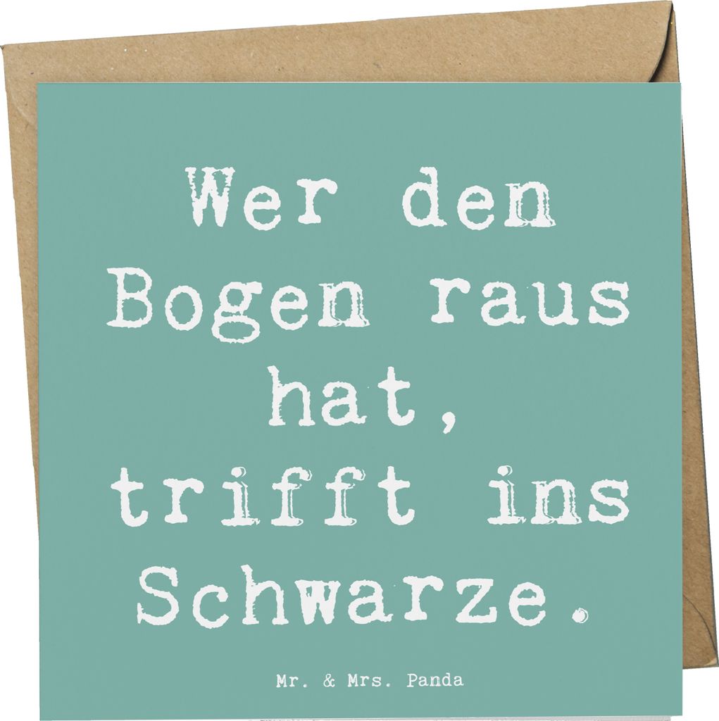 Mr. & Mrs. Panda Glückwunschkarte Spruch Bogensport Meister - Meeresbrise - Geschenk, anlasskarte, Klappkarte, Grußkarte, Konzentration, Geduld, ...