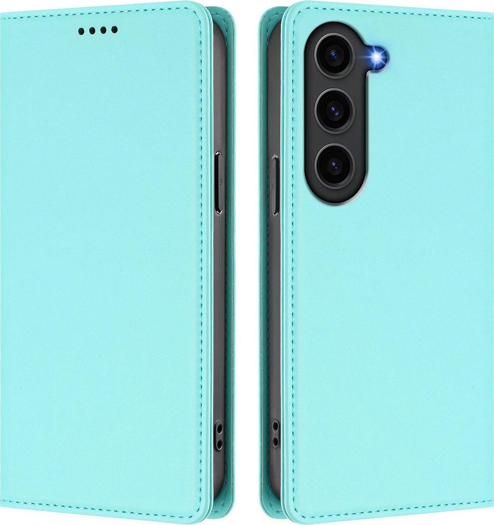 Handyhülle für Samsung Galaxy S23 FE, Kunstleder Klapphülle Stoßfeste Magnetische Hülle mit Ständer Türkis