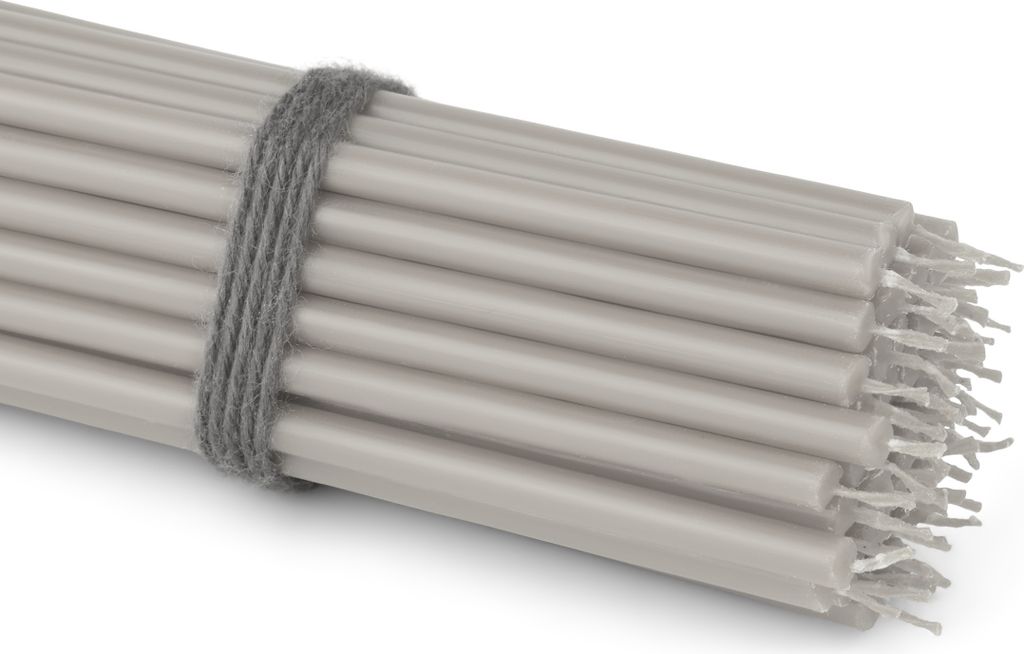 50x Stabkerzen grau Rußfrei Tropffrei dünn L 16cm Premium Paraffinwachs 36115