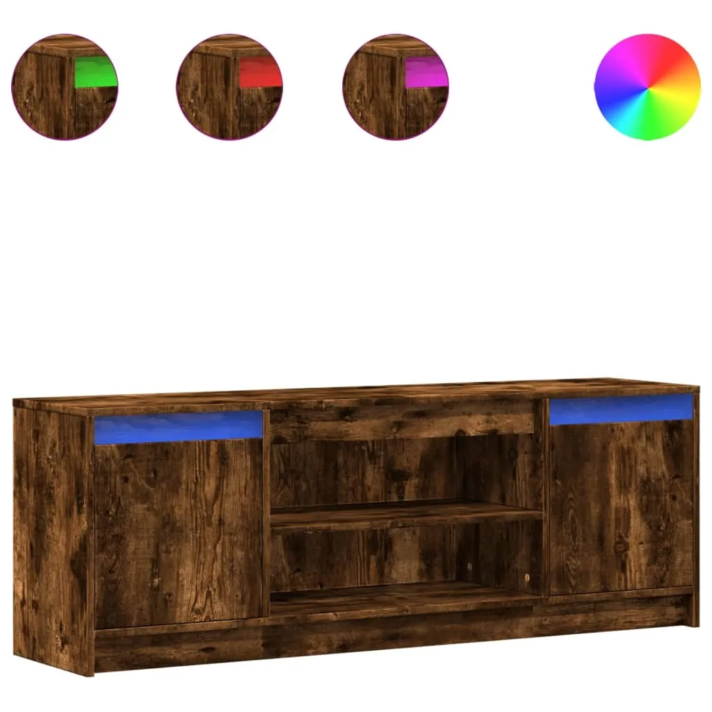 SYFAX™ Mobile Porta TV con LED Rovere Fumo 139,5x34x50cm in Truciolato