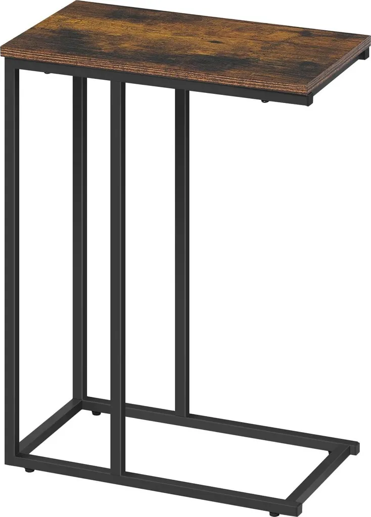 Table d'Appoint Rectangulaire 45x25 cm en Métal et MDF Rustique Marron