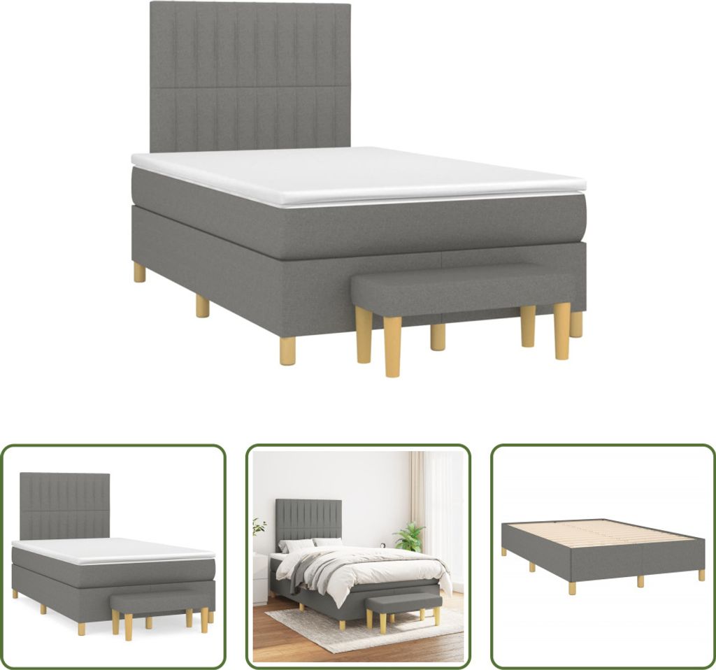The Living Store Boxspringbett mit Matratze Dunkelgrau 120x190 cm Stoff