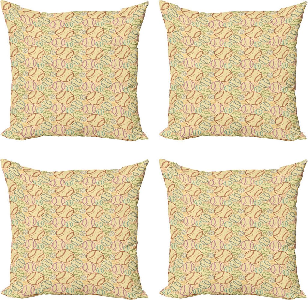ABAKUHAUS Baseball Kissenbezug Set (4 Stück), Regenbogen-Farben Simplistic, Moderner Doppelseitiger Digitaldruck, 40 cm x 40 cm, Mehrfarbig