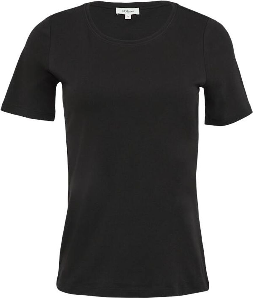 s.Oliver Weiches T-Shirt mit Rundhalsausschnitt Slim Fit Schwarz Größe 38