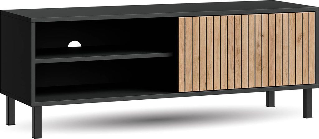 Planetmöbel Liora TV-Schrank 120 cm Anthrazit Gold Eiche Fernsehschrank für Wohnzimmer