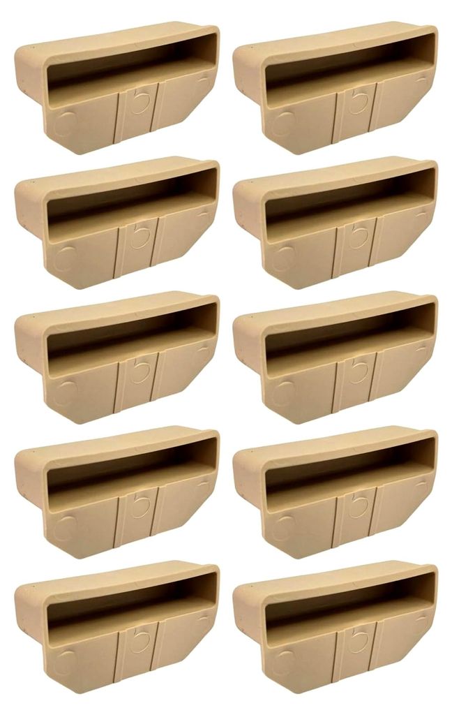 10 Stück Lattenhalter für Monolatte 63 x 12 mm Kunststoff für Lattenrost Holzrahmen Bett Endkappen Befestigung Lasche Klammer Schraube, beige