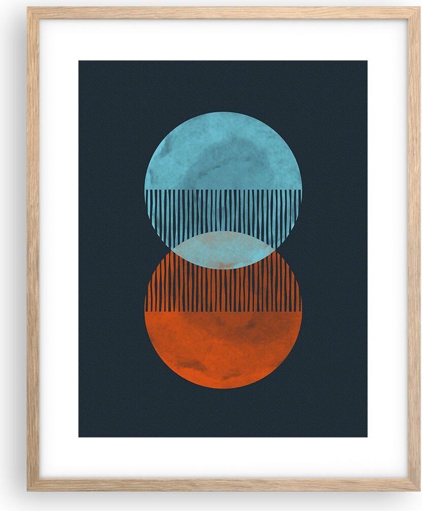 Gerahmtes Poster - Rahmen in heller Eiche - Geometrie Produktbild 