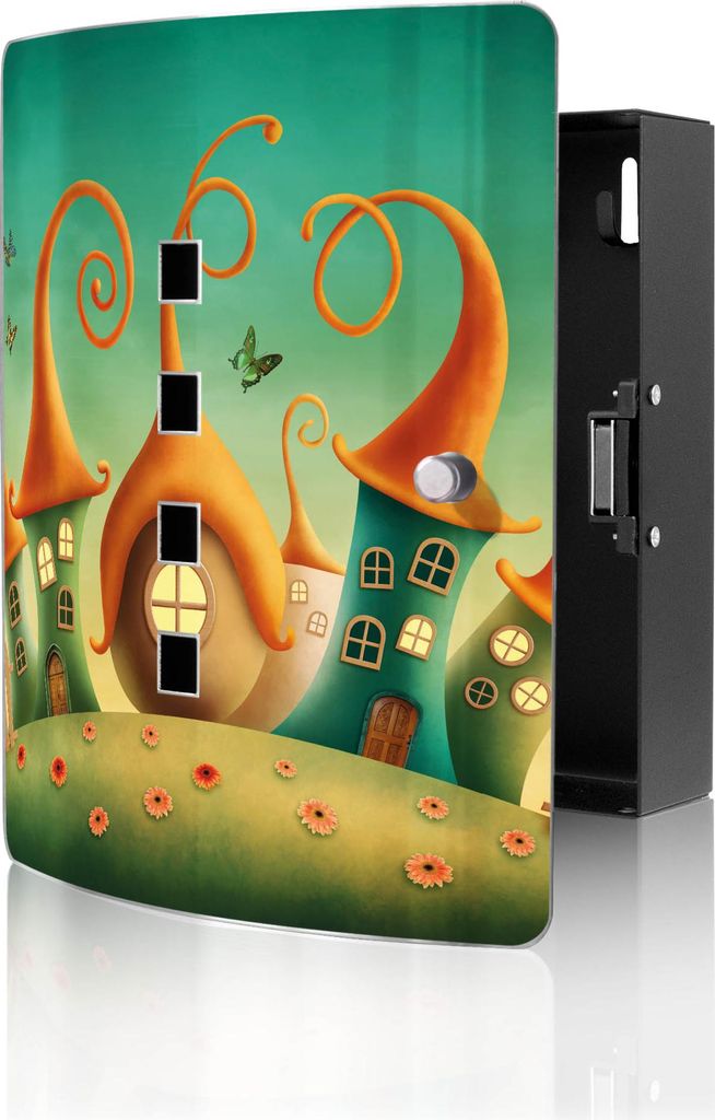 banjado Design Schlüsselkasten aus Edelstahl für 10 Schlüssel, Schlüsselschrank 24 x 21,5 x 7cm groß mit Magnetverschluss, Zwergenhausen [BWSK...