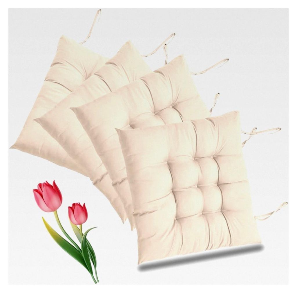 Stuhlkissen, 4er Set 40x40cm für Gartenmöbel, Sitzpolster für Esszimmerstühle und Bürostühle (Hellhautbraun)