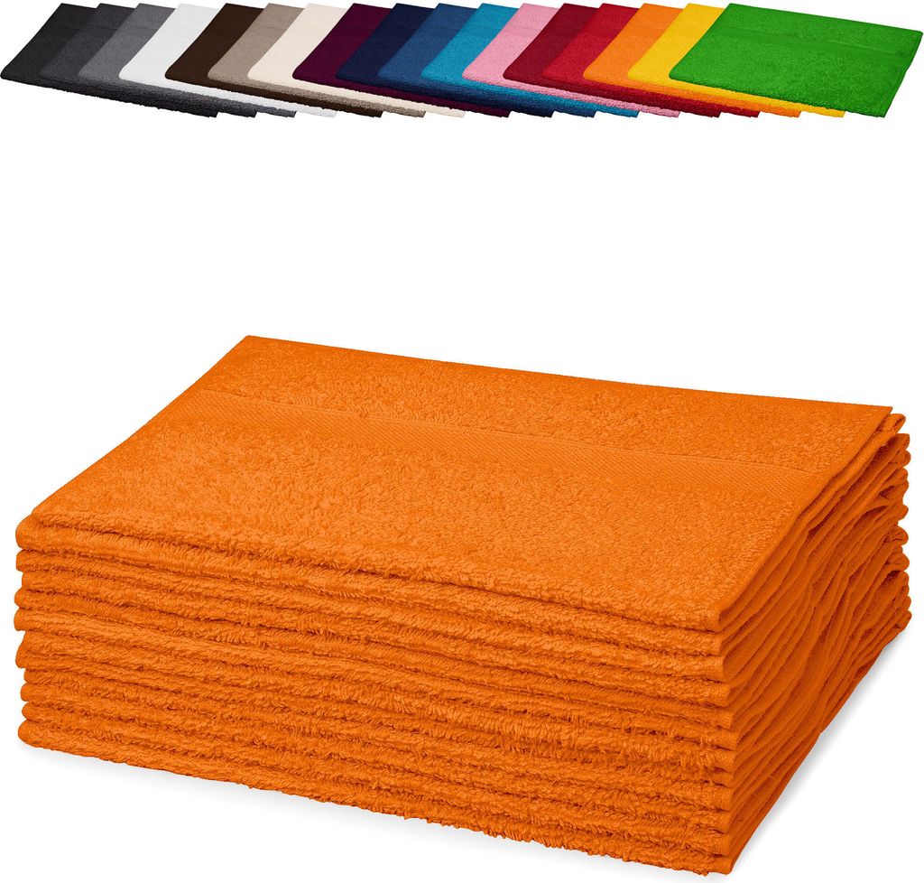 10er PACK Gästetücher 30x50 cm Gästehandtücher Kinderhandtücher Babyhandtücher 100% Baumwolle, Farbe: Orange