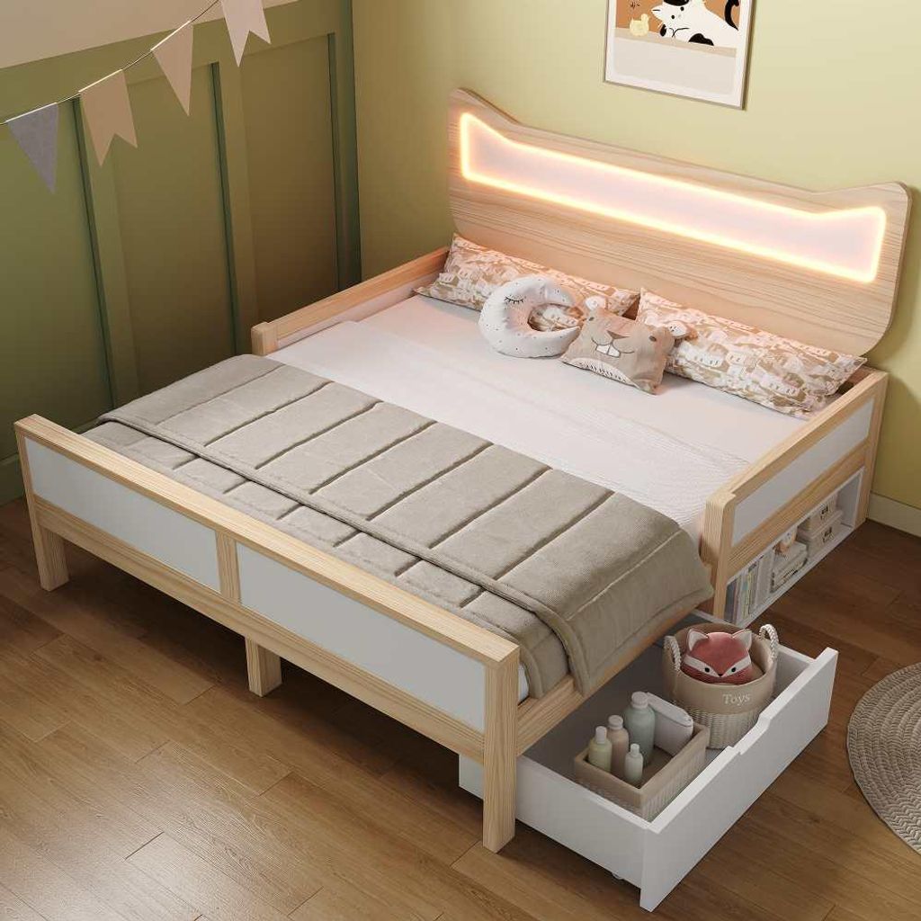 Dětská postel s kočičími ušima a RGB LED, výsuvnou Obrázek produktu 