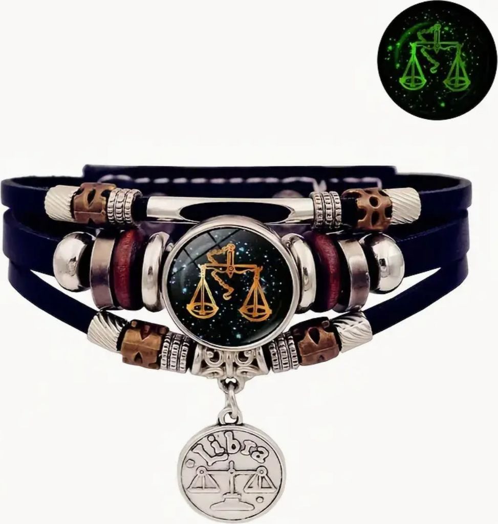 Armband Sternzeichen Waage mit 3D Gravur im Glas