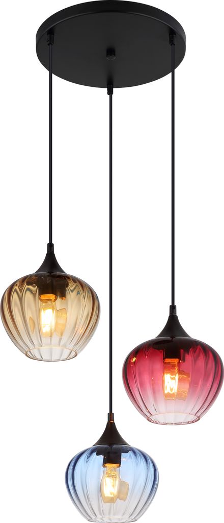 Globo Lighting Hängeleuchte Metall schwarz matt, 3x E27