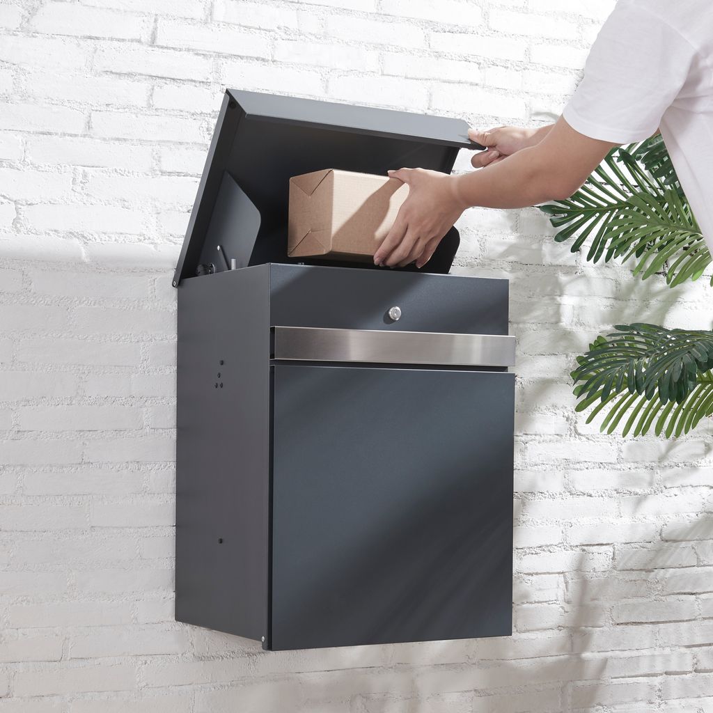 Briefkasten 'Sønderborg' mit Frontplatte 58x44x35cm Anthrazit