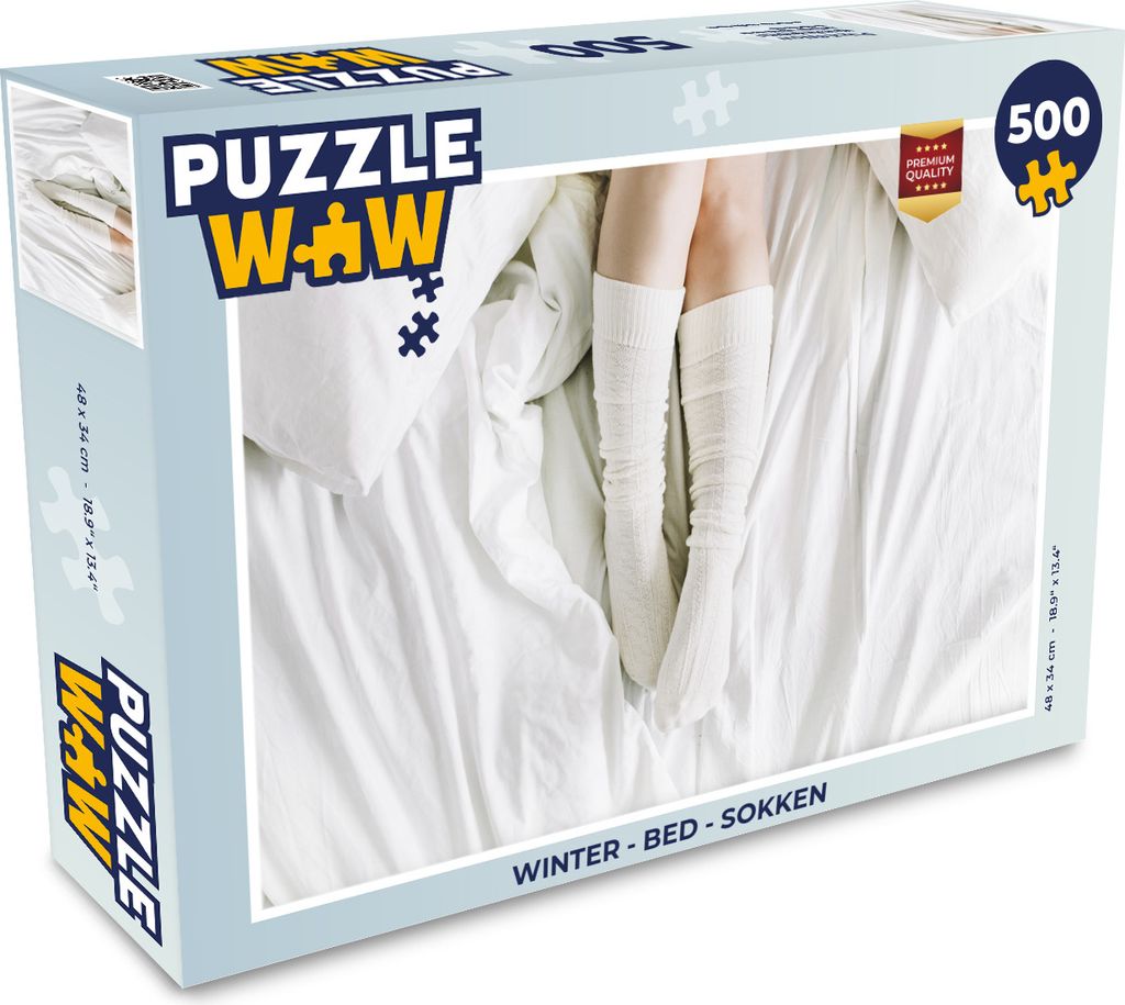 MuchoWow Puzzle 500 Teile Winter - Bett - Socken - 500 Teile - Kinder - Selberbauen - Puzzlespiele