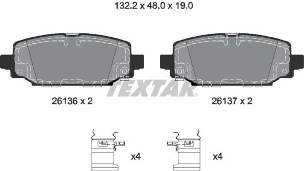 TEXTAR Bremsbeläge Satz Hinten für JEEP Wrangler IV (JL) 2613601