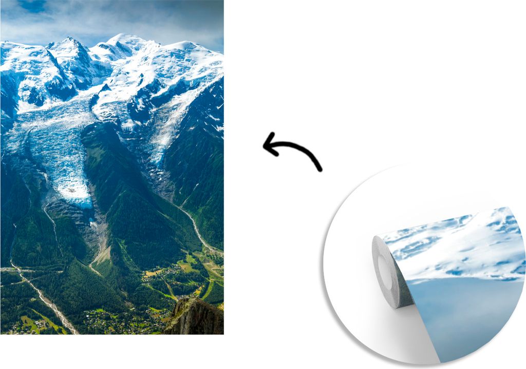 MuchoWow Fototapete für Wohnzimmer oder Schlafzimmer Wandtapete Vinyl Motivtapete Fantastisches Bild des Mont Blanc - 190x280 cm - Küche
