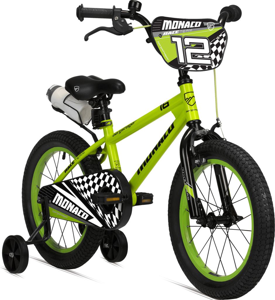 Bergsteiger Monaco 12 Zoll Kinderfahrrad, geeignet für 3 und 4 Jahre, BMX, Stützräder, Rücktrittbremse, Trinkflasche, Kettenschutz