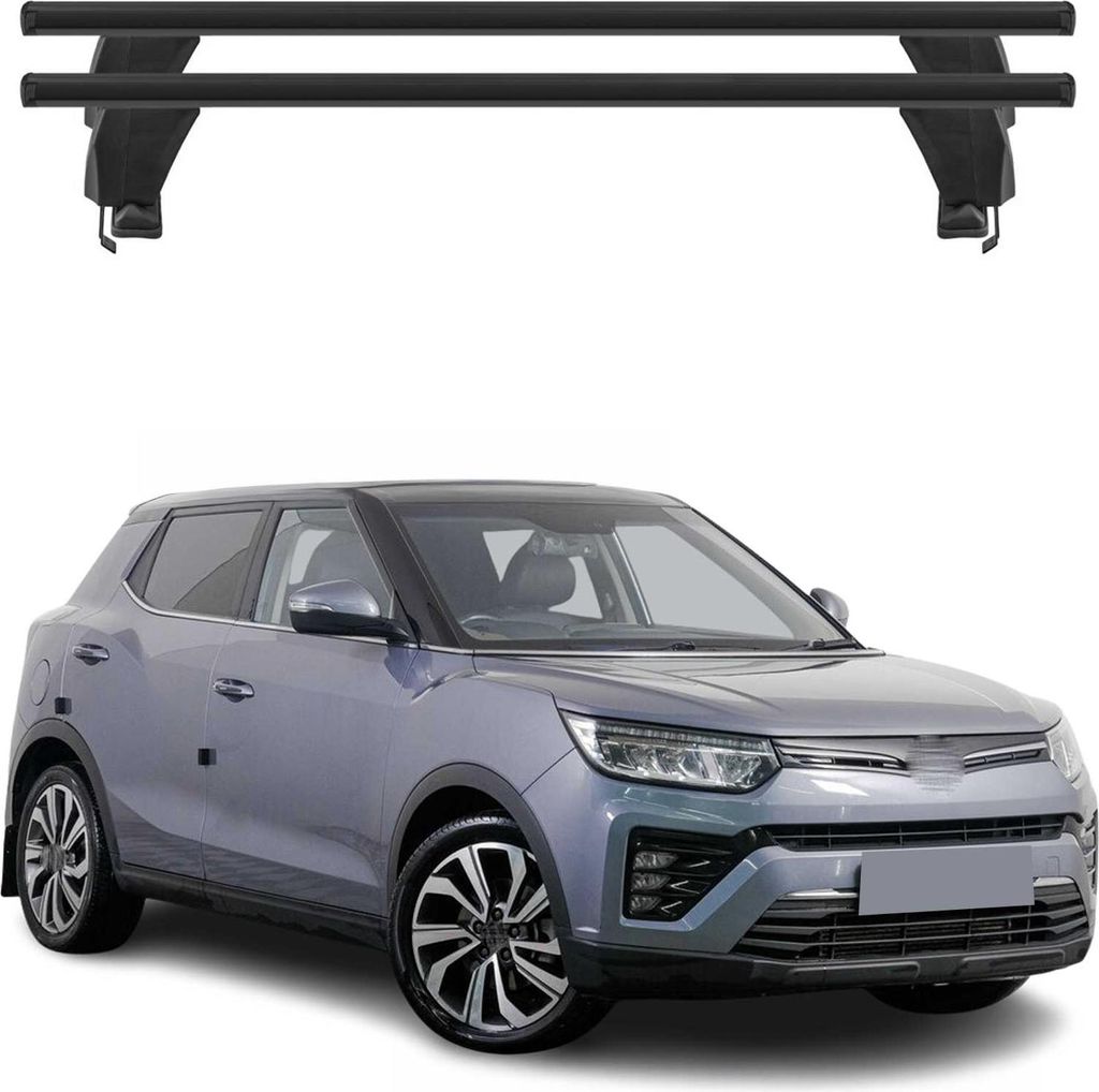 Menabo Dachträger Grundträger für Ssangyong Tivoli 2015-2023 Alu Schwarz 2tlg