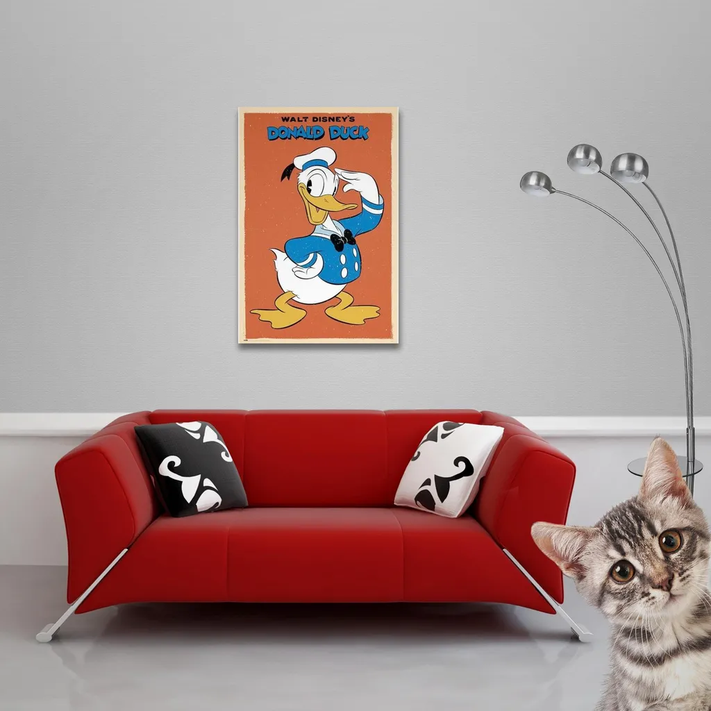 Poster Paperino Vintage Disney con Listelli Legno 61 cm - Edizione Regalo
