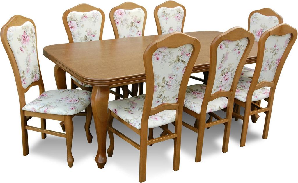 Komplett Set Esstisch + 8 Stühle Esszimmer Set Ess Gruppe Holz Tisch Tische 9tlg
