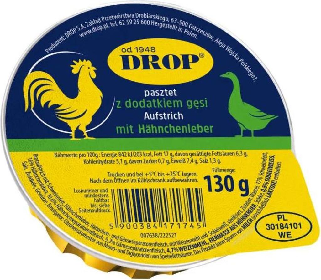 Drop pasztet gesi Brotaufstrich mit Hähnchenleber und Gans Produktbild 
