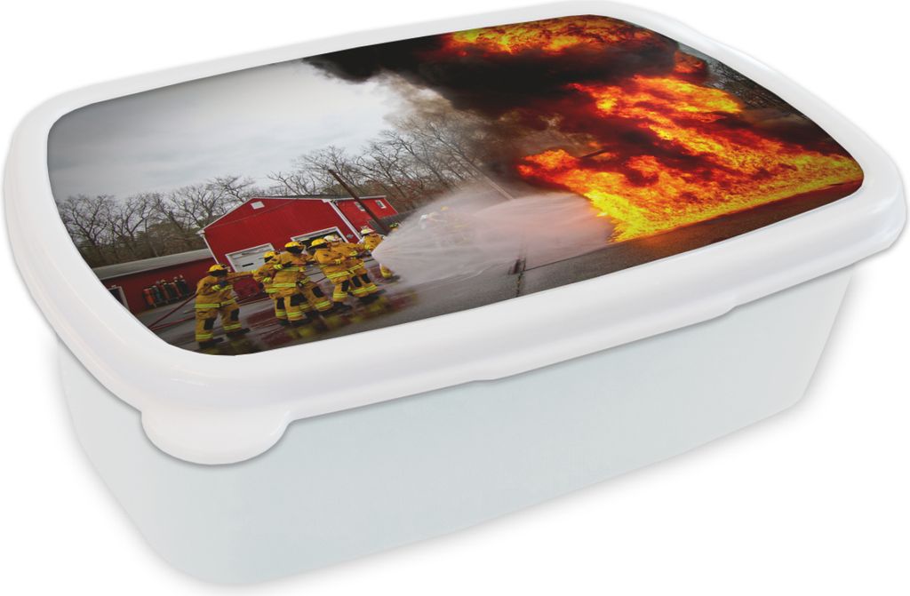 KitchenYeah Lunchbox Brotzeit Brotdose 17x11 cm Amerika - Feuer - Feuerwehrleute Kinder Brotzeitdose - Lunch Box - Kinder - Sandwich-Box - Schulb...