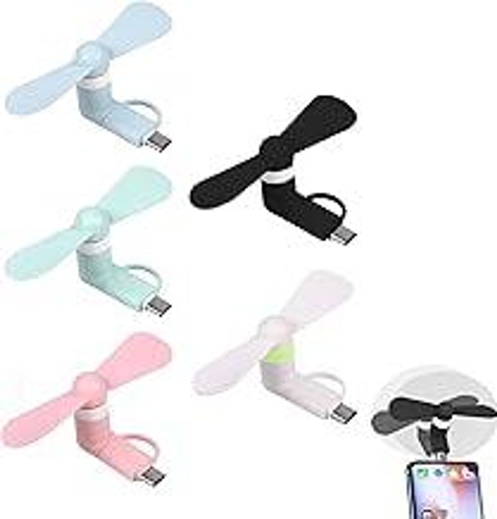 Mini-Handy-Lüfter,Mini-Handy-Ventilator,5 PCS Tragbarer Kühler Rotierender Ventilator,USB Ventilator Klein Leise,2-in-1-Lüfter für Android-Tele...