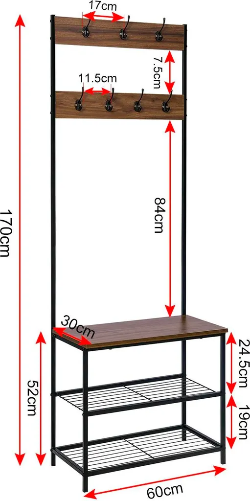 Appendiabiti Ingresso Design Nordico Bianco e Legno - Scarpiera Integrata - 3