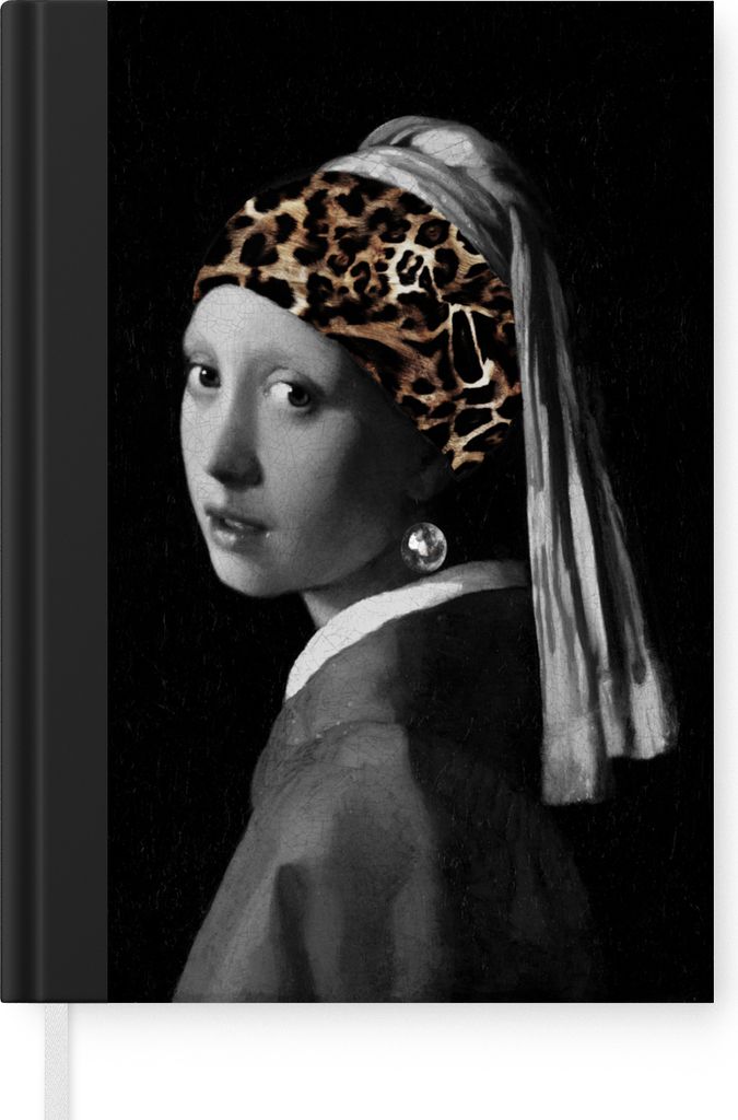 MuchoWow Notizbuch Tagebuch Haushaltsbuch Notebook A5 Das Mädchen mit dem Perlenohrring - Johannes Vermeer - Pantherdruck - Notizblock - Notizhe...