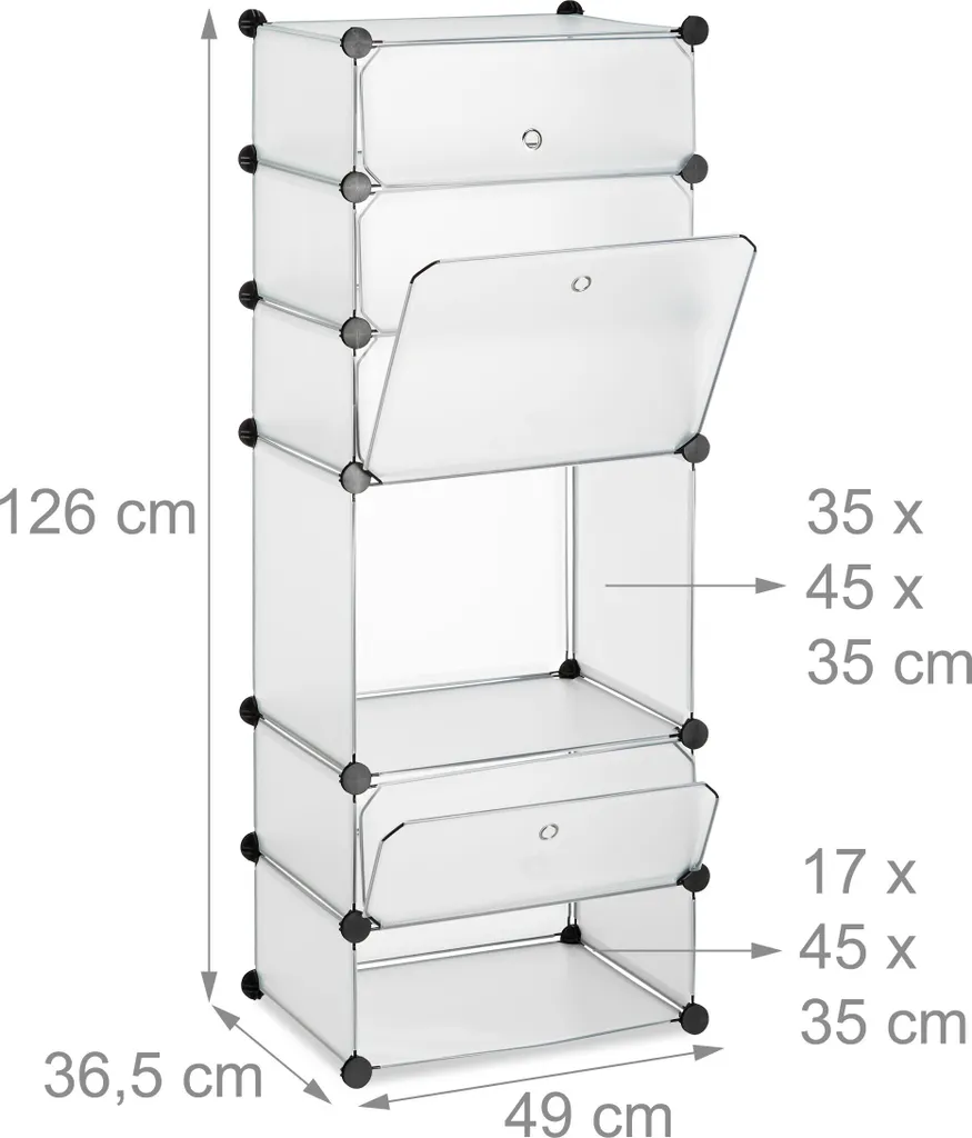 Relaxdays Étagère à chaussures plastique avec 6 compartiments modulables
